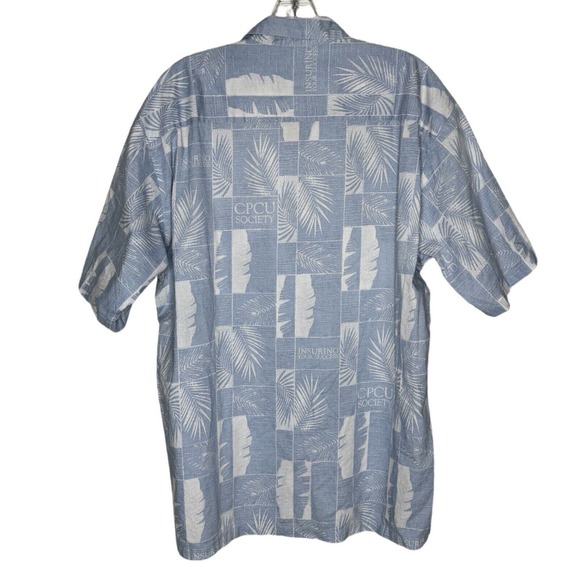 Tori Richard Shirt Mens Large Blue White CPCU Society Button Up Hawaiian Shirt - Picture 3 of 8